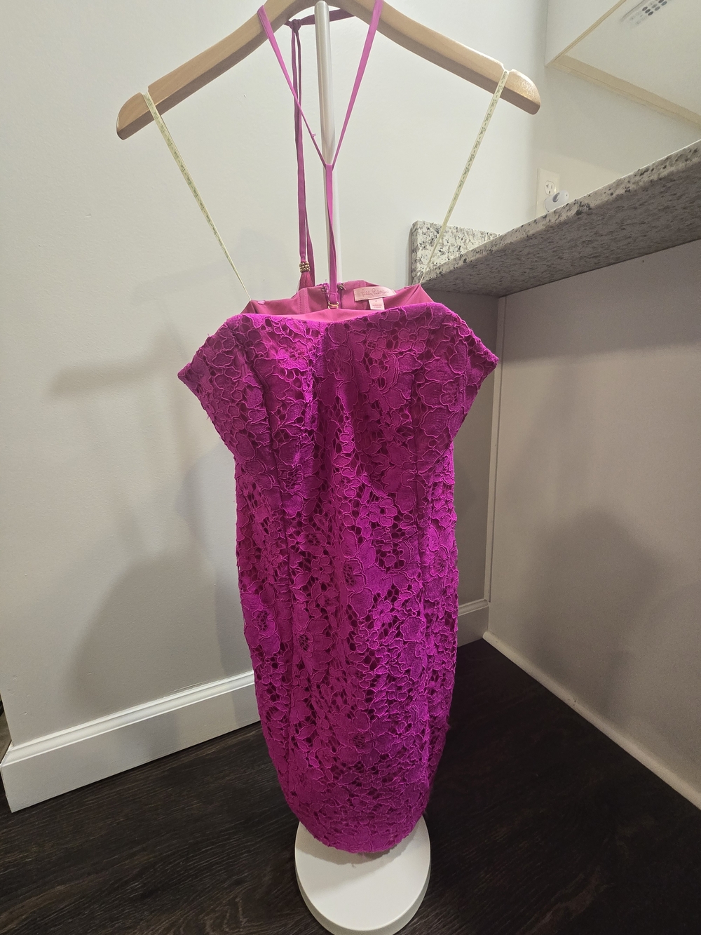 Lilly Pulitzer Pink Floral Lace Shift Dress Tassel Belt Size 4